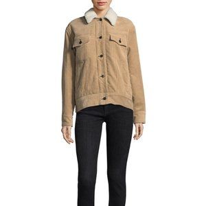 Rag & Bone Khaki Corduroy Real Shearling Trucker Jacket SZ S